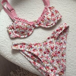 Strawberry Milk Mob Pink Floral Bikini